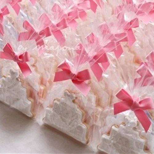 12*25cm 100Pcs/ Lot Clear Biscuit PE Storage Pouch Party Gift Chocolate Lollypop Wedding Candy Bread Cooky Plastic Packing Bags