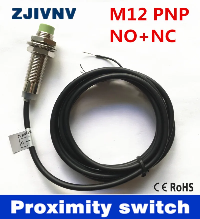 M12 Non- flush type DC 6-36v PNP NO+NC normally open and close 4 wires cylinder type proximity inductive sensor proximity switch