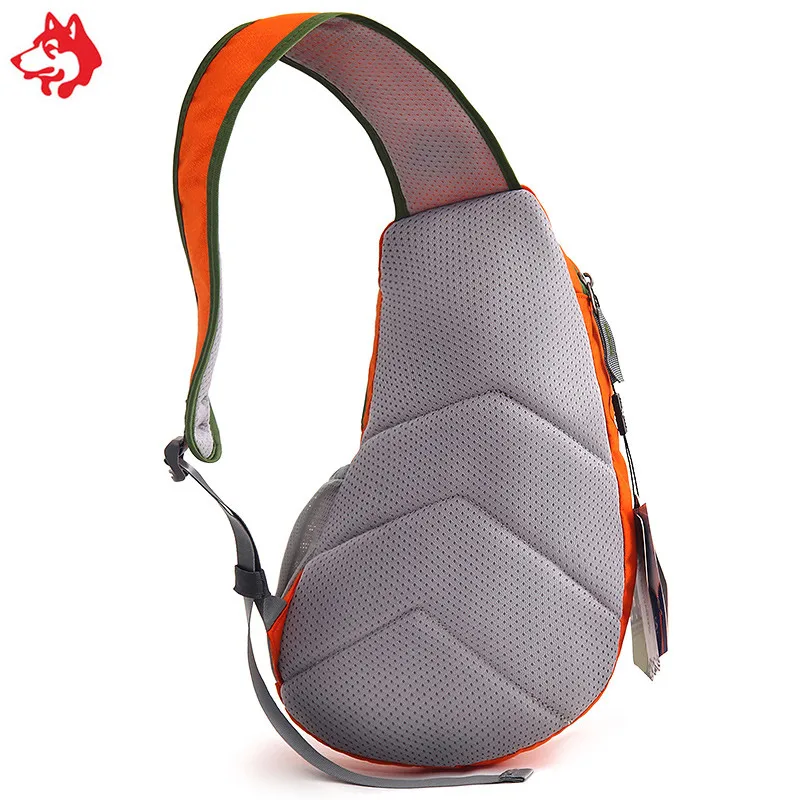 Outdoor Sports nylon hiking climbing chest bag  Orange/Red/Blue/Grey Men Shoulder Crossbody hiking Sling Bag