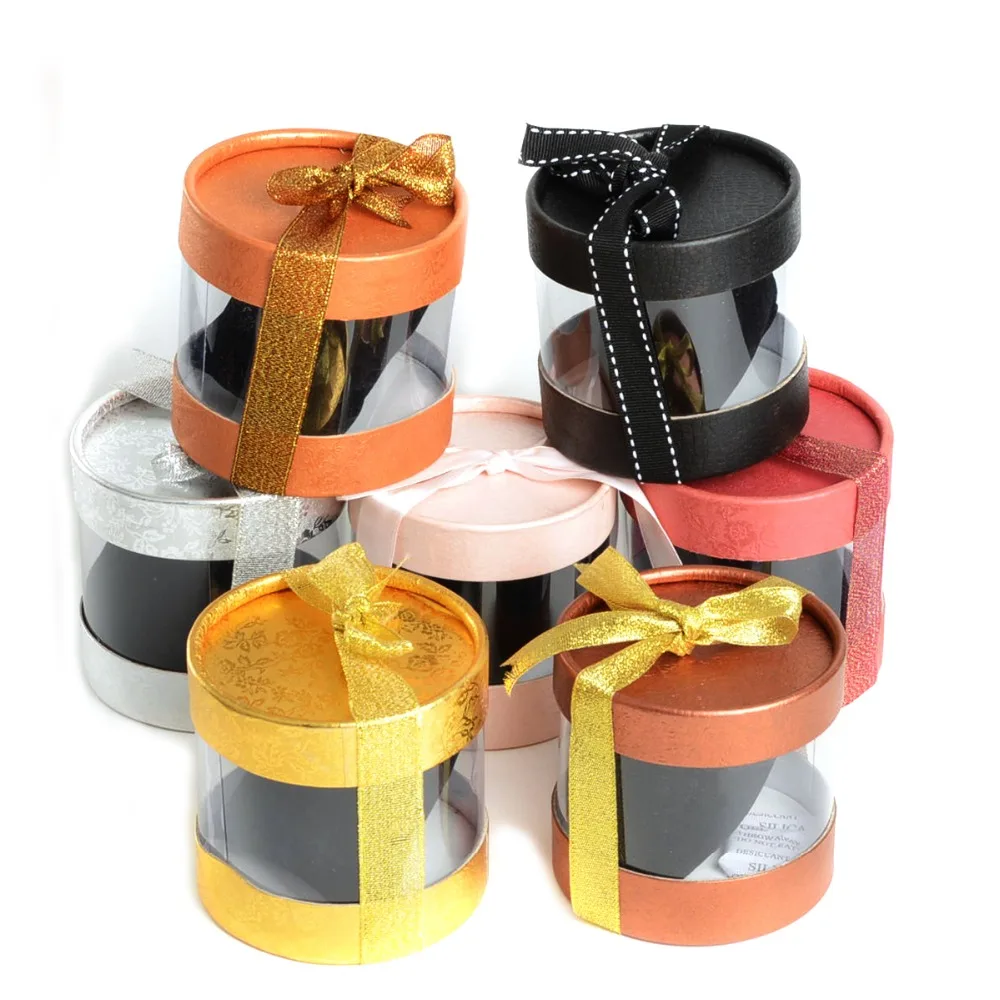 

Top Fashion 6pcs/lot Cylindrical Translucent With Pillow Bracelet Watch Jewelry Box Multifunctional Organizer Boxes Gift