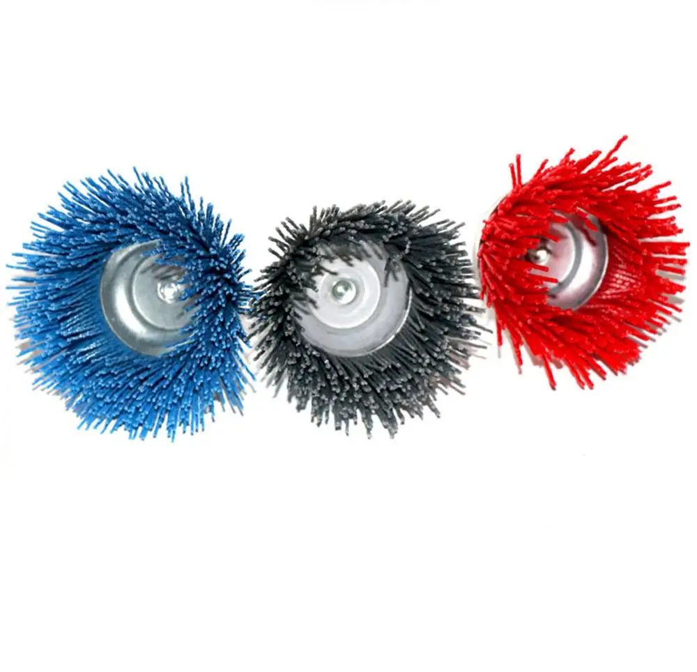 3 개 3 "나일론 컵 브러쉬, 연마 와이어 휠 세트 청소 연마 디버링 및 용접 제거, 1/4 생크 3 개 포함