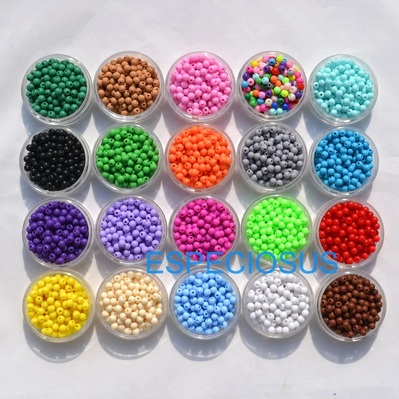 300pcs DIY Handcraft Jewelry Weave Accessory 5MM Small Acrylic Beads Plastic Round Shape 20 Colors Measly Bracelet Department