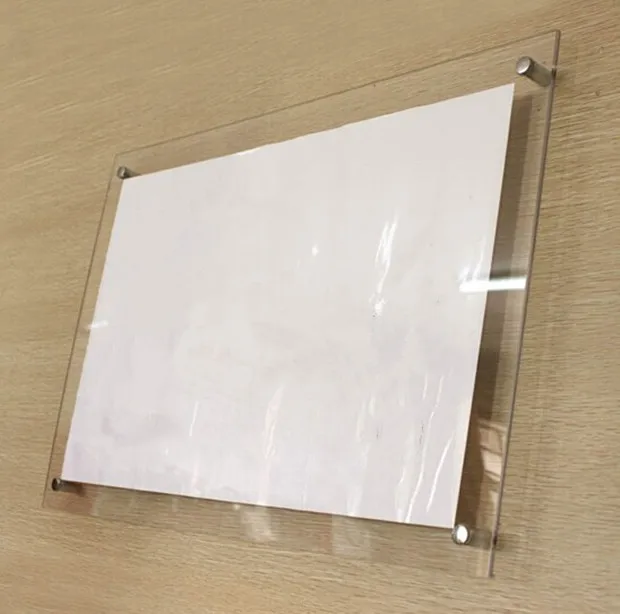 (GT4166-A4) Wall Mounted Transparent Clear Acrylic Picture Photo Frame With Screws Movie Poster Display Frame