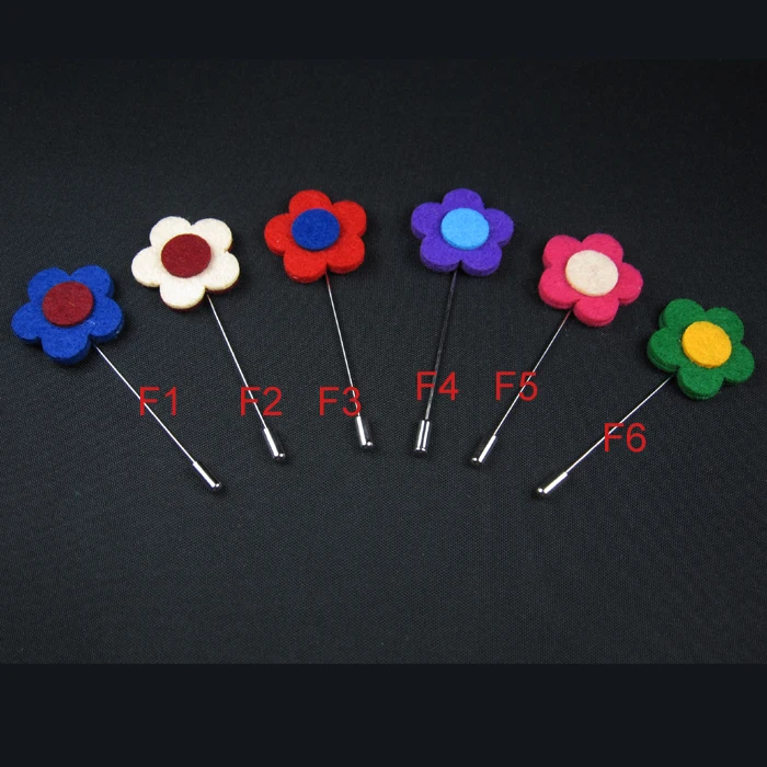 2018 new men brooch flower lapel pin felt flowers pin 12 piece/lot wedding groomsman Stick pin  free shipping