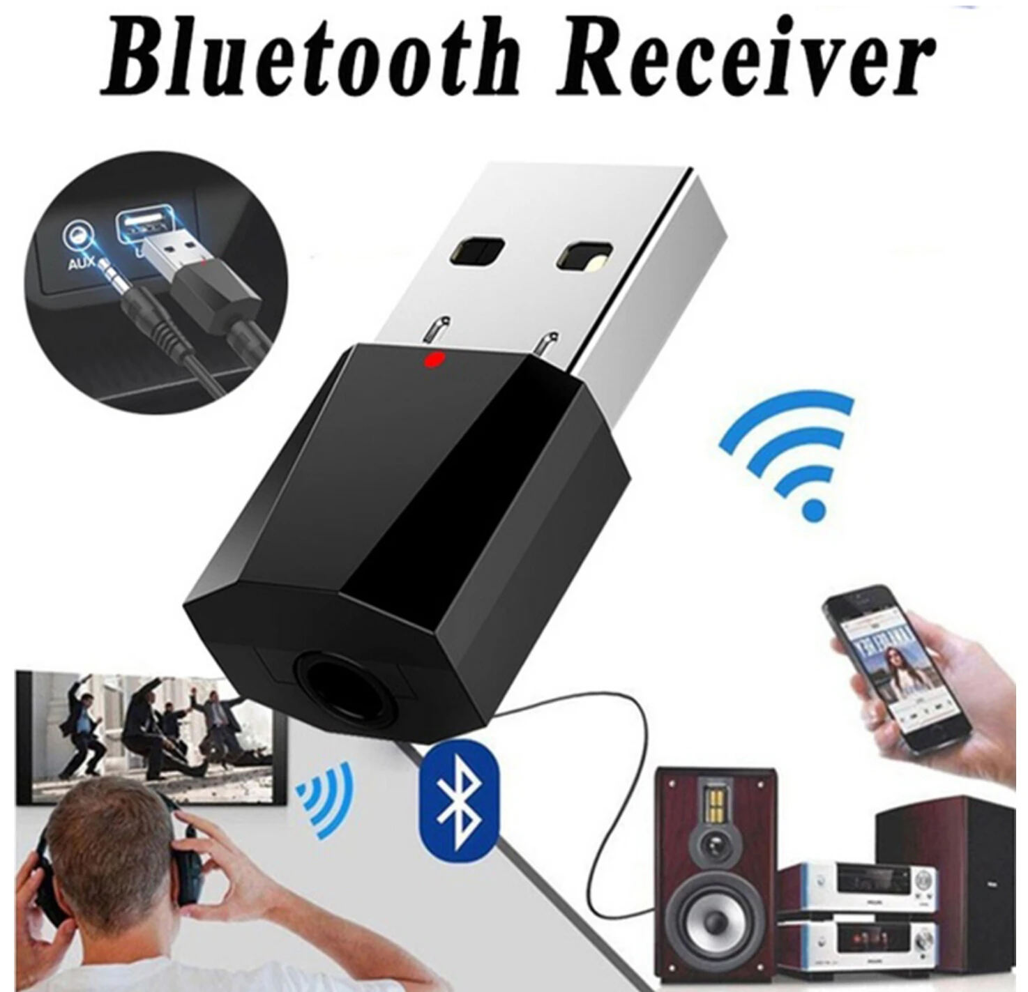 2019 HOT Wireless USB AUX Mini Bluetooth Receiver for Peugeot RCZ 206 207 208 301 307 308 406 407 408 508 2008 3008 4008 5008