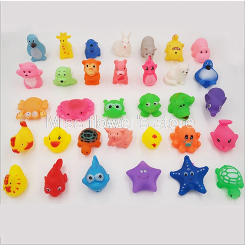 Cute Animals Kids Toy Soft Rubber Float Sqeeze Sound Baby Wash Bath Swimming Play Dog Cat Toys