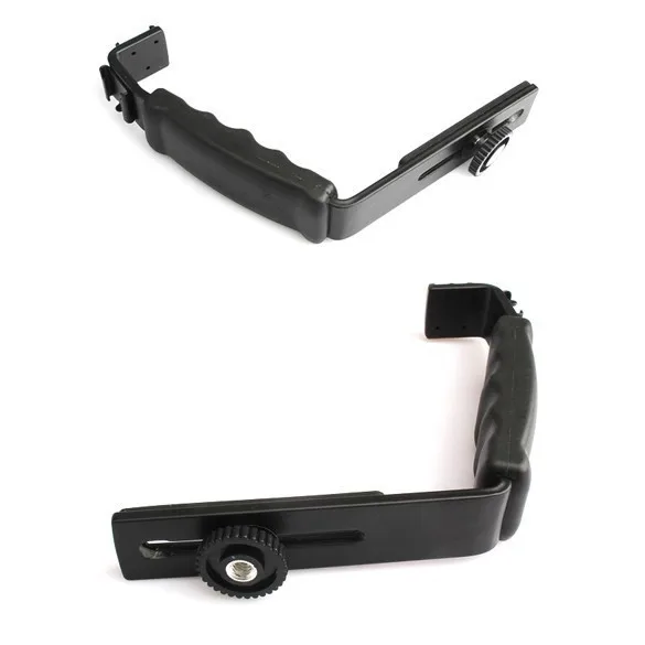 Dual Hotshoe L Shaped Flash Arm Bracket for Flash Speedlight LED Video Light Microphone PF230