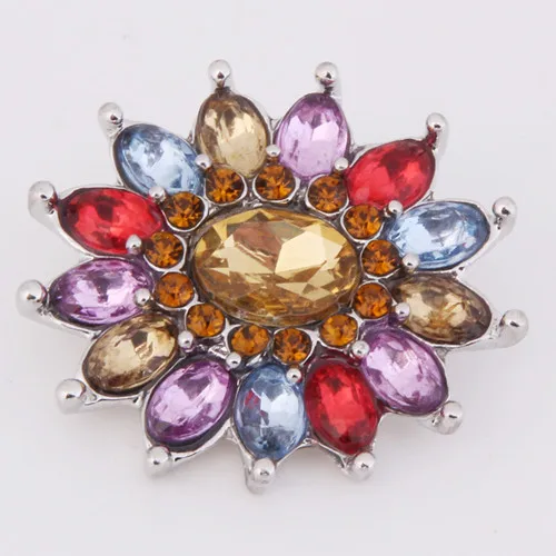 Hot KZ1169 Charm Flower Rhinestone Fashion 18mm snap buttons fit DIY snaps Bangles necklaces jewelry wholesale trendy women