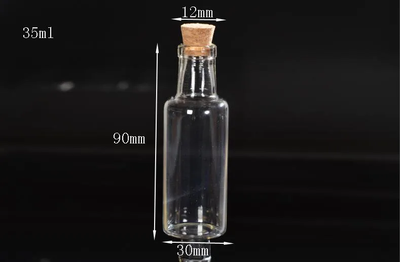 50pcs 35ml big glass cork stopper wishing bottle glass test tube Vial Jars Container Mini Empty sample vial Pot party Decoration