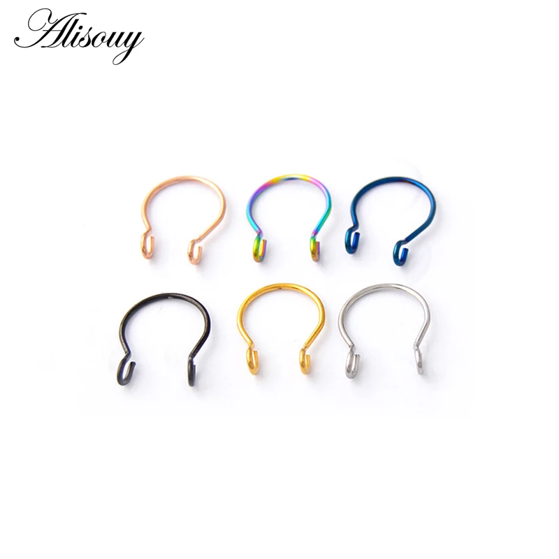 New 1PC Steel 20G Dainty Faux Nose Rings Fake Septum Rings Hoop Nostril Piercing Fake Clip on Nose Rings Oreja Piercings Jewelry