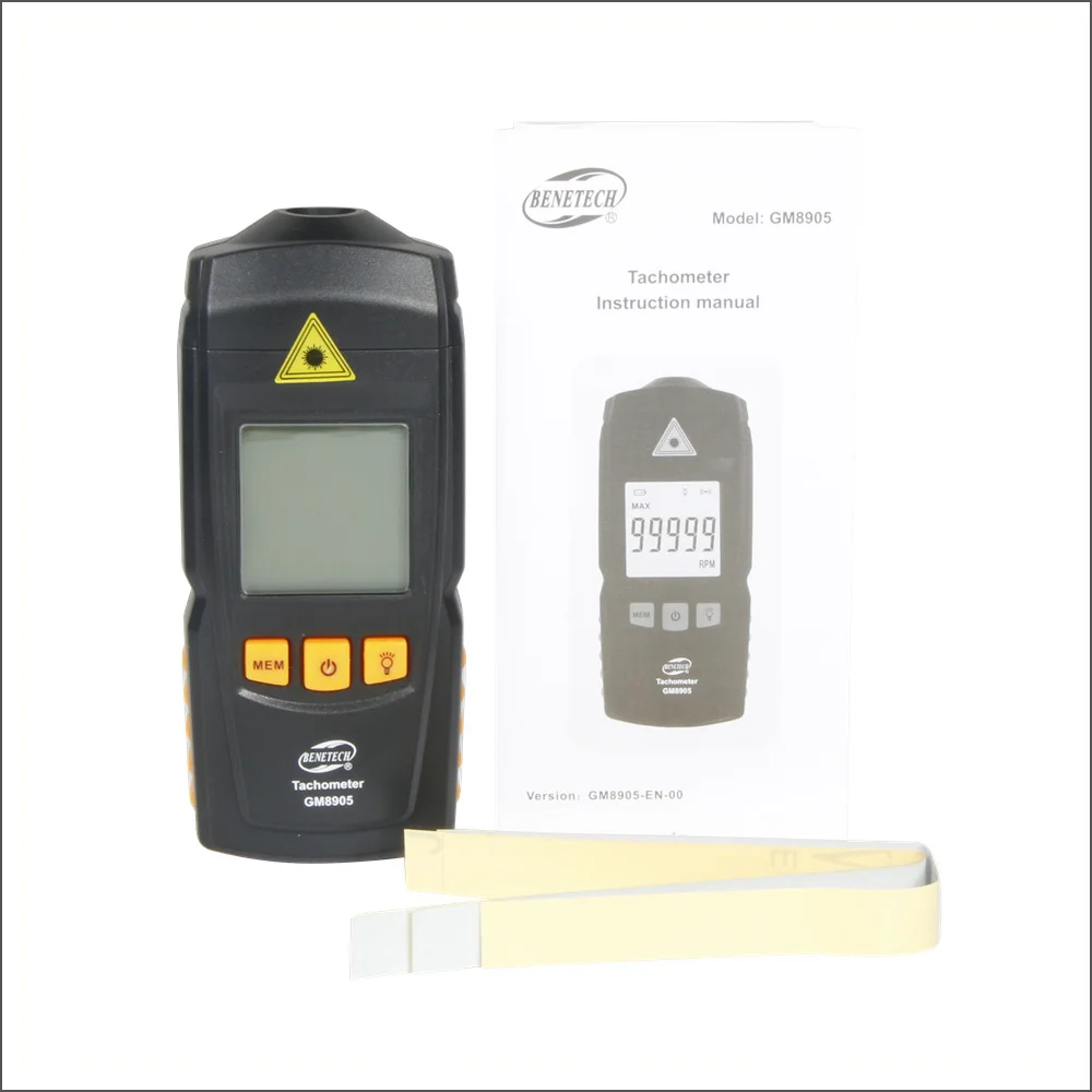 BENETECH Auto Tachometer Handheld Digital Electronic Mini Laser Tachometer Rpm Portabel GM8905 2.5-99999rpm Laser Tachometers