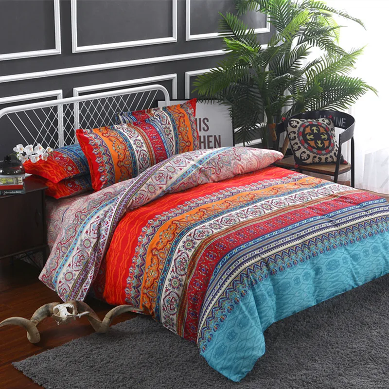 FANAIJIA 3D Bohemian Conjuntos De Cama, Boho Impresso Mandala Duvet Cover Set com Fronha, Lençóis Queen Size, Home Textile