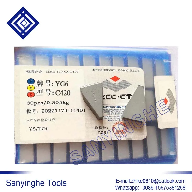 30pcs/lots C420 YG6X YG6 / YG8 / YW1 / YW2 / YT5 / YT14 / YT15 Carbide Welding Inserts Brazed Insert