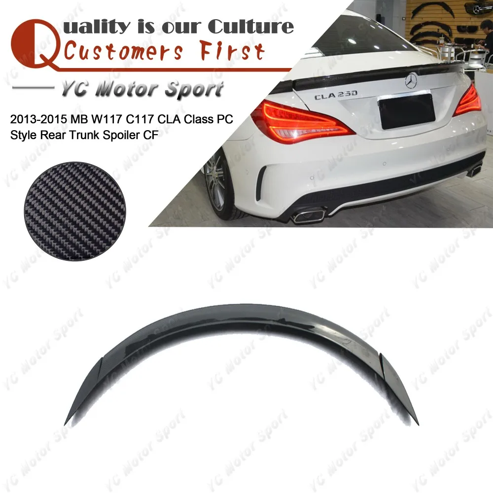 Car Accessories Carbon Fiber PC Style Rear Spoiler 3pcs Fit For 2013-2015 W117 C117 CLA Class W117 Trunk Wing Ducktail