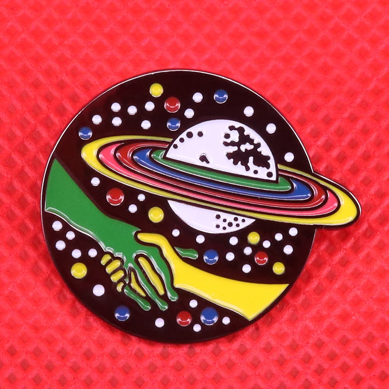 Planet Saturn Lapel Pin Galaxy Brooch Jewelry Space Lover Gift Science Brooch Enamel pin