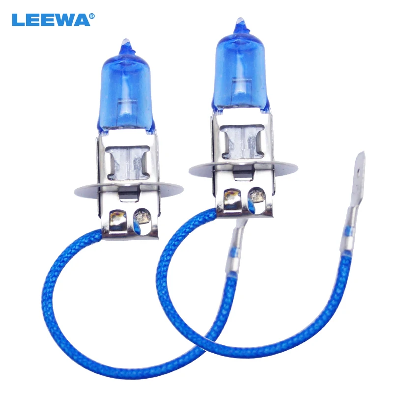 LEEWA 2pcs Car H3 55W/100W 12V White Car FogLights HalogenBulb Headlights Lamp Car Headlight Bulbs #CA2028