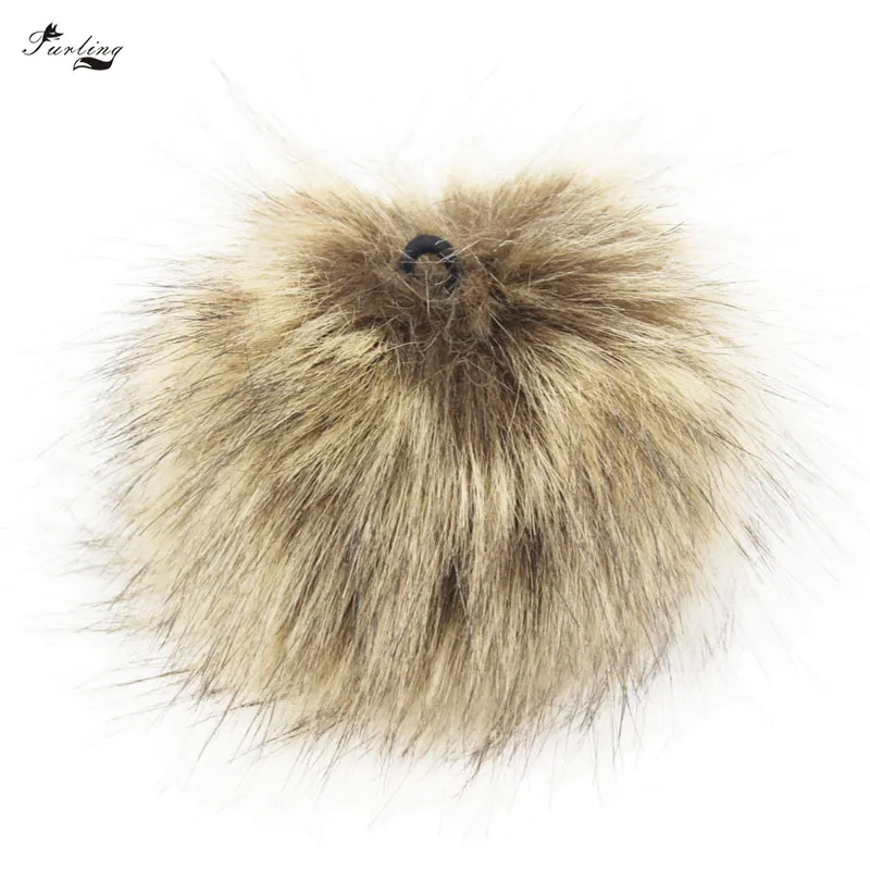 Furling 12pcs Pom Poms DIY Wholesale 10cm Soft Faux Fox Fur Pom Pom Ball for Knitting Hat  Accessories Keychain Accessory