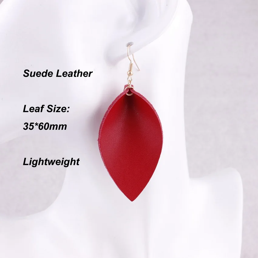 14 Colors New Leaf Leather Fashion Bohemian Earrings For Women Multicolors Leather Dangle Drop Earrings Jewelry Gift Wholesale