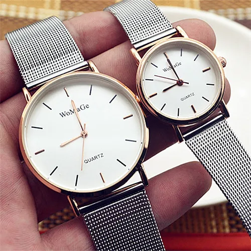 Fashion Womage Man Lovers reloj mujer Brand Luxury Mesh Stainless Steel Mesh Strap Watches Quartz Fashion Women relogio feminino