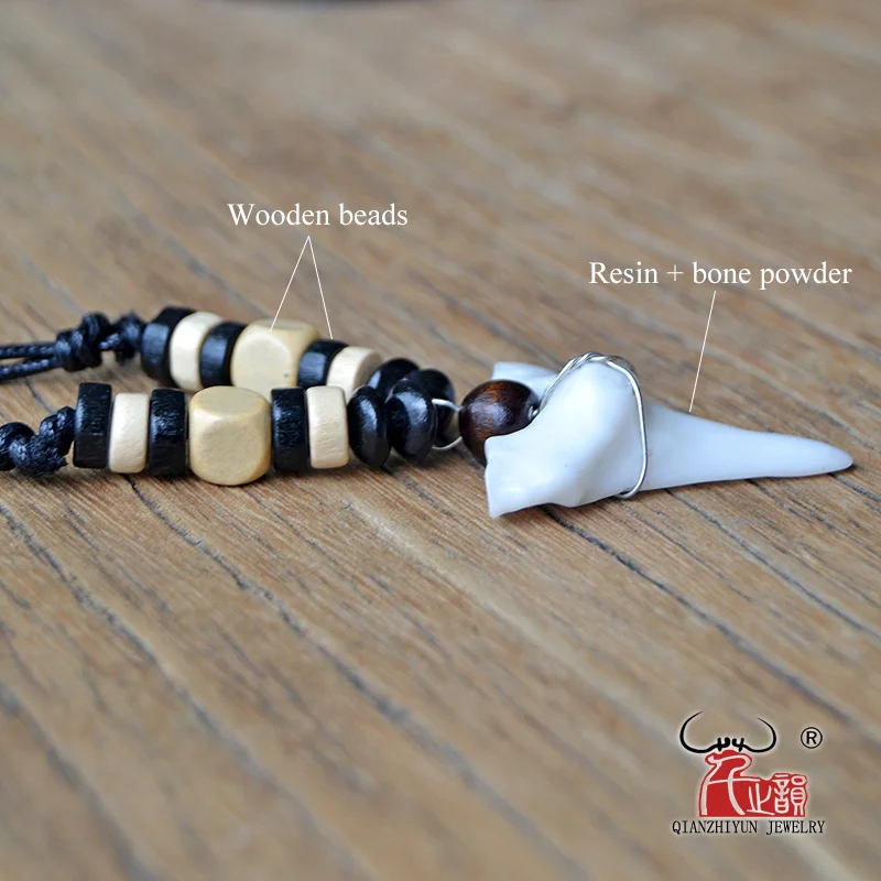 1PC Hawaii Surfer Jewelry Handmade Imitation Shark Teeth Pendant New Zealand Maori Tribal bone Choker WoMen\'s Men\'s Necklace