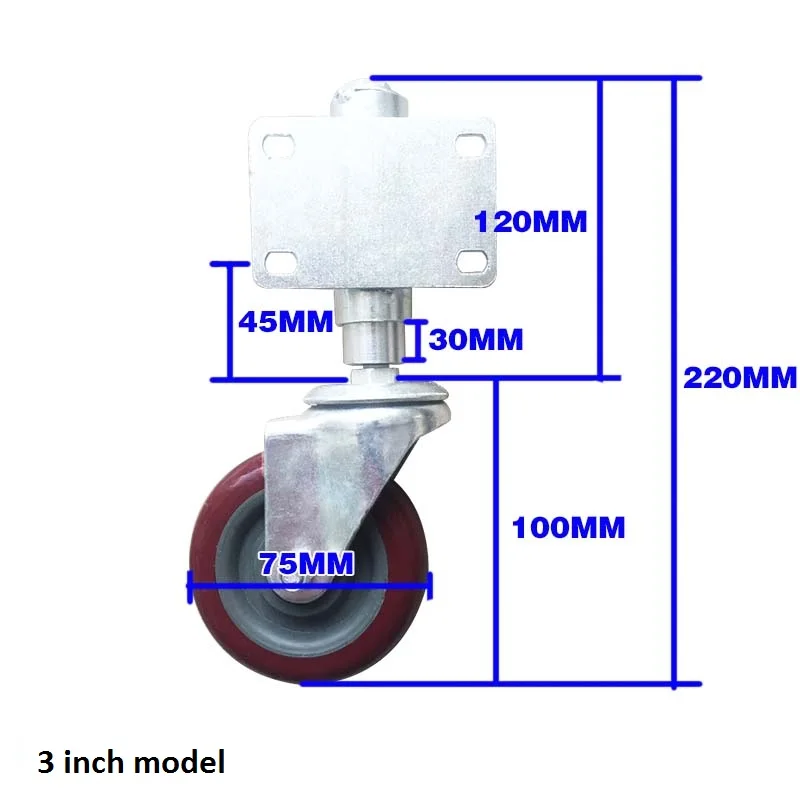 3 inch model 30mm Spring Loaded Swing Gate Door Caster Swivel Wheel brake optional for swing gate door