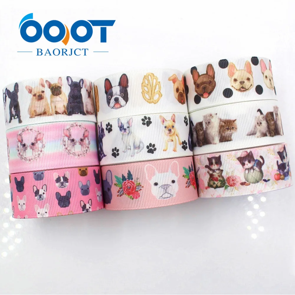 G-181013 1\'\' 25mm Pet dog Printed grosgrain ribbon 10 yards/lot DIY handmade bows gift packaging party decoration accessories