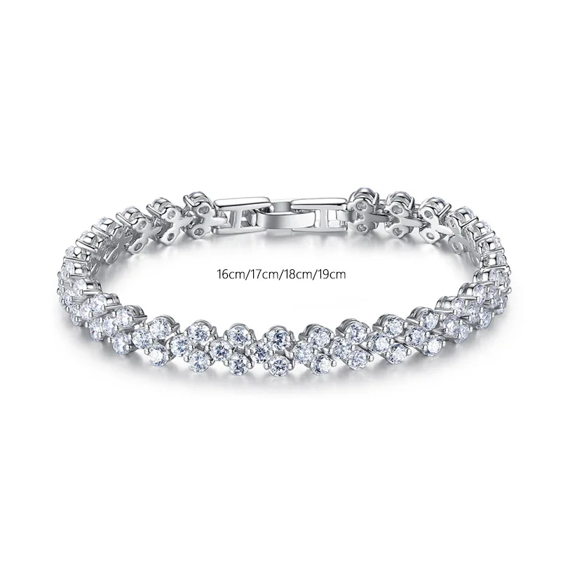 Trendy Female Bracelets AAAAA Zircon Cz 925 Sterling Silver Crystal Engagement wedding Bracelets for women Jewelry