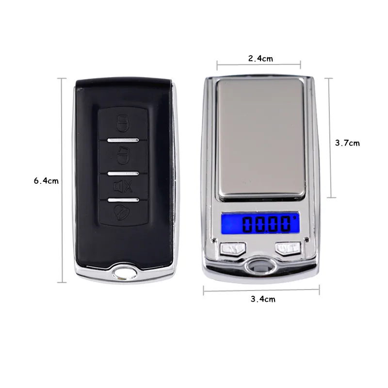 Imagem -02 - Escala Mini Portátil de Alta Precisão Jóias Balança Digital Eletrônico Equilíbrio com Porta-chaves do Carro Chaveiro 100g 0.01g
