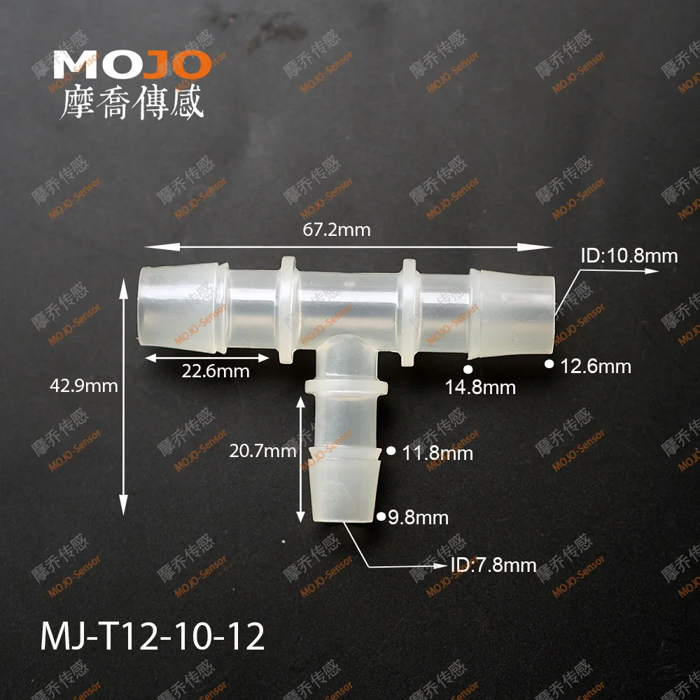 MJ-T12-10-12 Conector reductor de manguera múltiple de 12 mm a 10 mm (100 unids/lote)