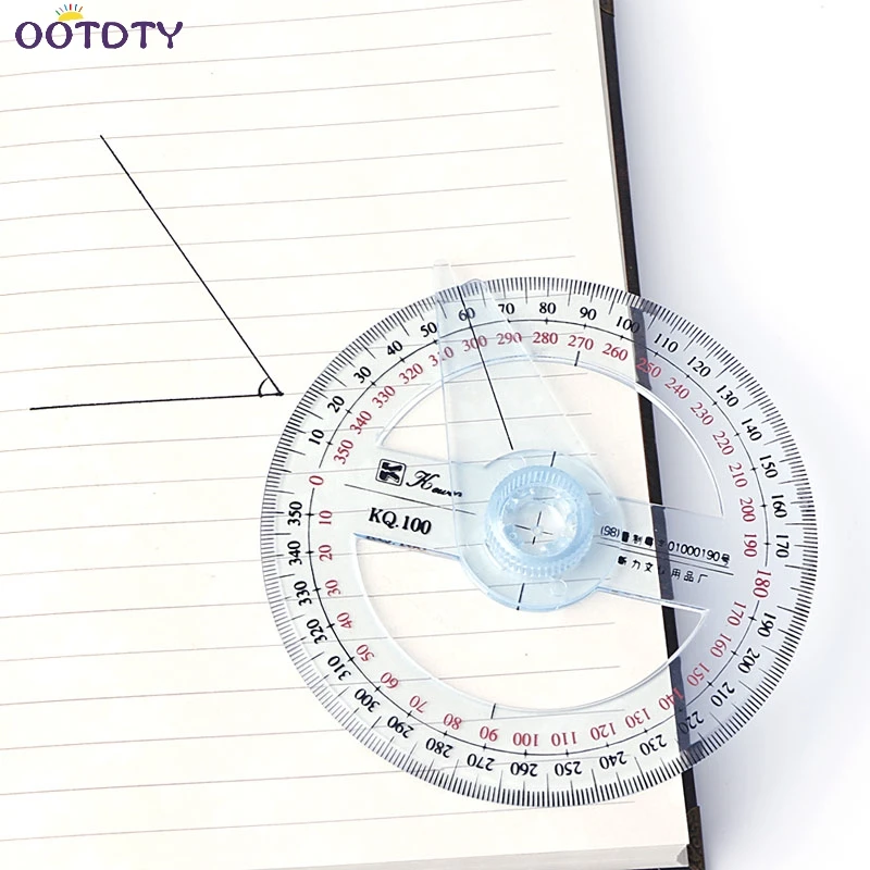 Plastic 360 Degree Protractor Ruler Angle Finder Swing Arm School Office Tool-TwTh