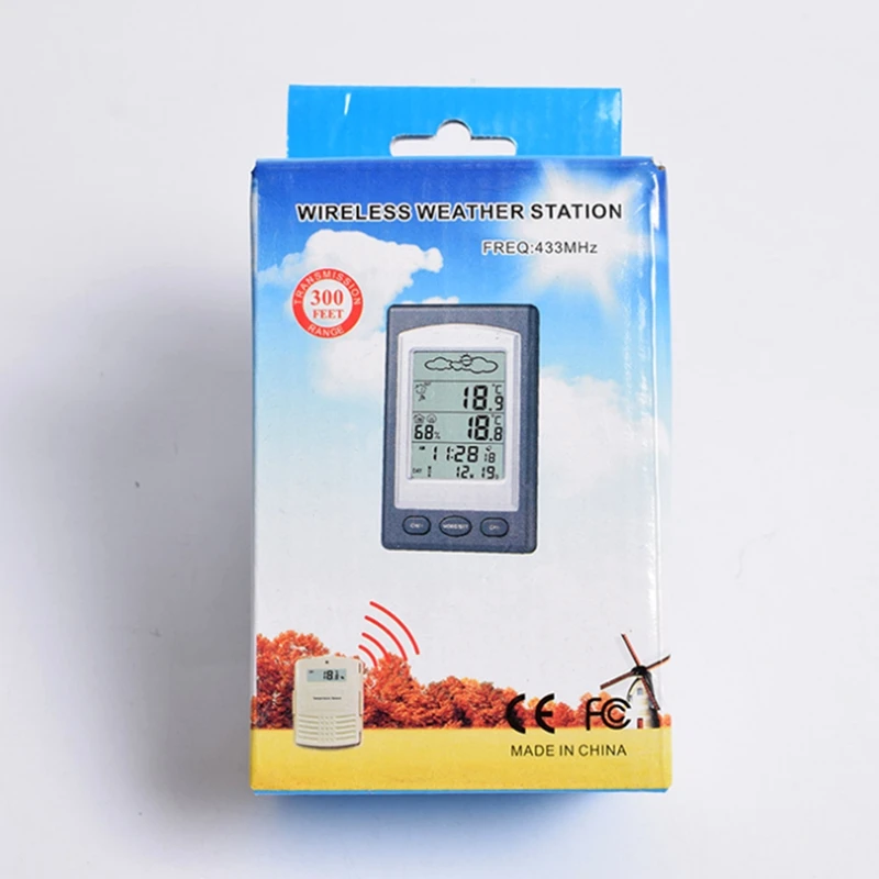 Digital LED Thermometer Hygrometer Barometer Alarm Clock Wireless Home Weather Station C/F Max Min Temperature Humidity Meter