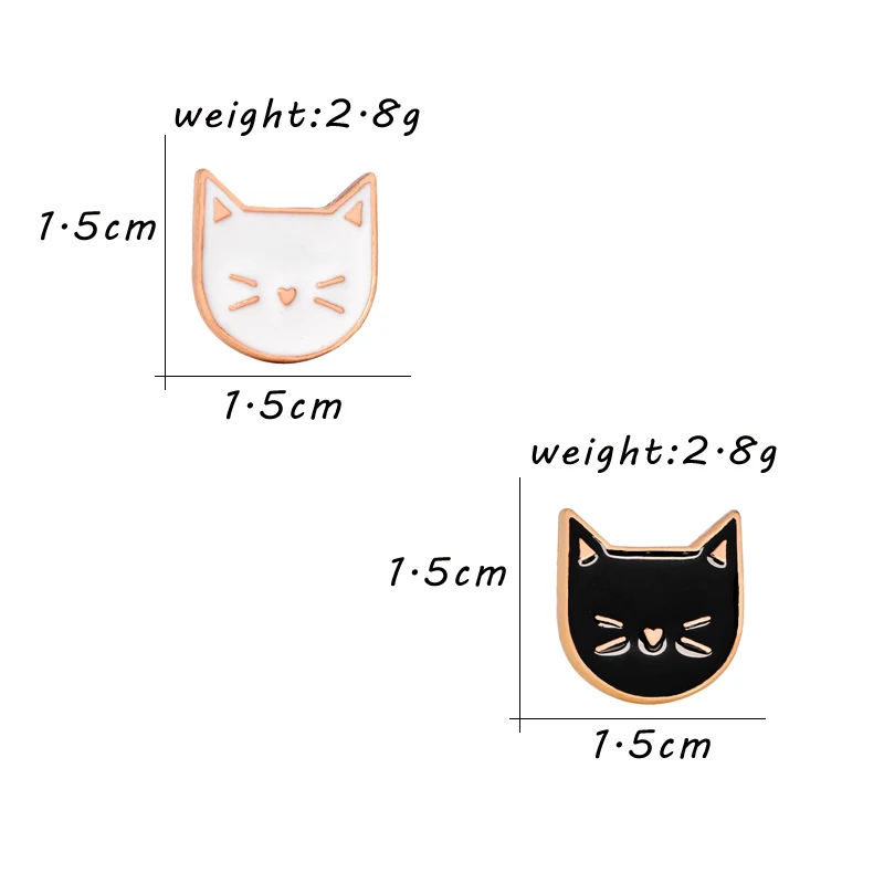 Cute Cat Brooches Cartoon Black White Cat Enamel Pins For Girls female Pin Jackets Backpack Accessories Brooches Jewelry Gifts image 6