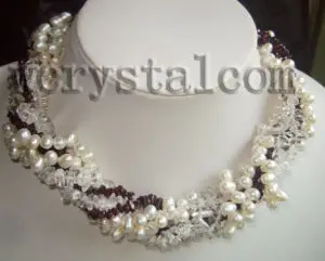 

natural pearls Garnet stones and crystals statement Necklace freshwater pearl necklace Women