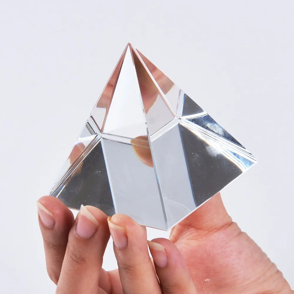 Prism Optical Glass Crystal Pyramid 60mm Height Rectangular Pyramid Healing Home Decoration