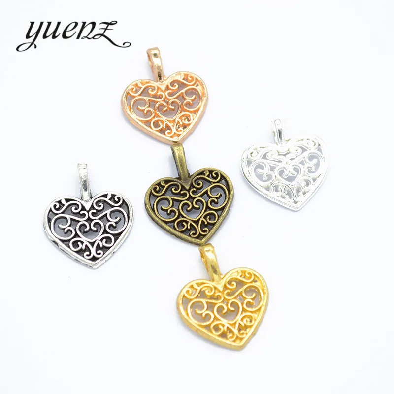 YuenZ 25pcs 5 Color Antique Silver color Heart Charms Pendant For Jewelry Making Diy Bracelet Necklace 18*14mm A83