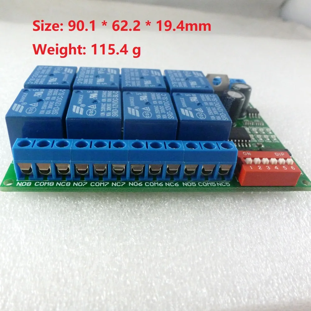 8 Channel DC 12V RS485 1 PCS Relay Module Modbus RTU 485 Remote Control Switch for PLC PTZ Camera Security Monitoring