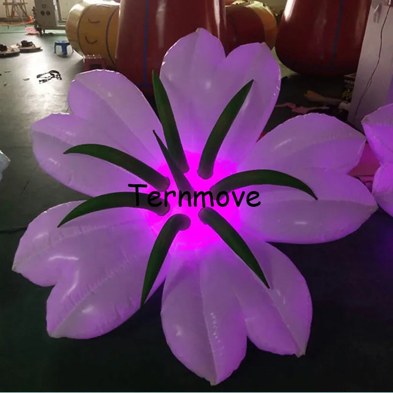 free air shipping 3m dia inflatable flower, stage decoration inflatable flower with colorful led light, wedding decorate flowers