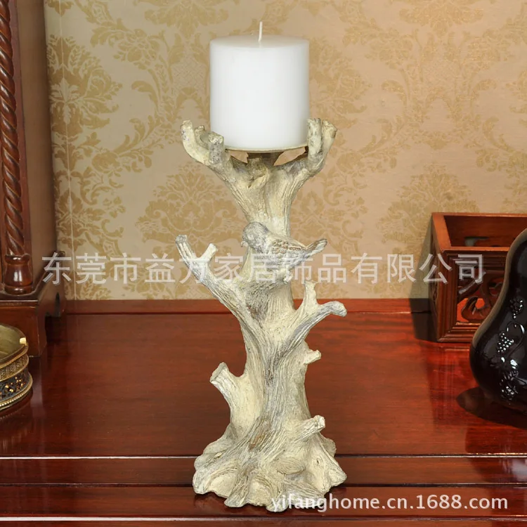 European and American antique bird station branch candelabra living / dining specialties American Resin Crafts Decoration