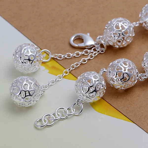 beautiful fashion Wedding Silver color Jewelry women charm hollow big ball Bracelets factory price free shipping H088