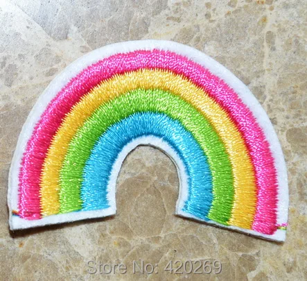

ГОРЯЧАЯ ПРОДАЖА! ~Милые железные нашивки Rainbow Happy, пришивные нашивки, аппликации, изготовленные из ткани, 100% качество