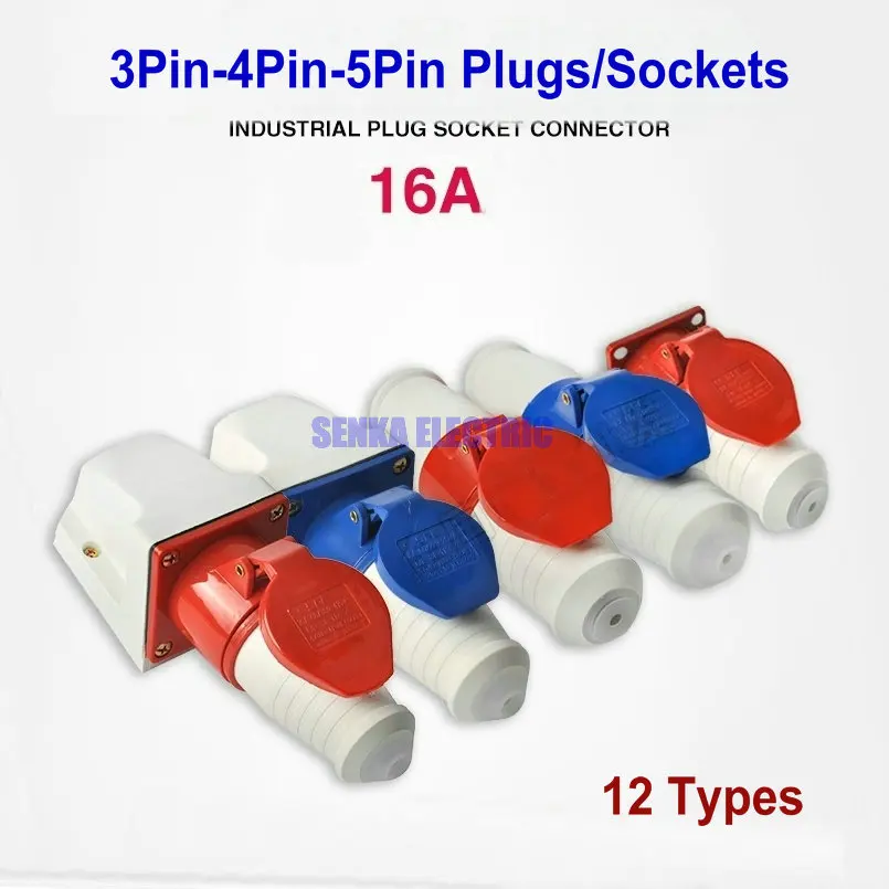 AC 220-250V AC 380-415V 16A IEC309 IP44 Industrial Socket / Plug 3Pin/4Pin/5Pin Waterproof Male Famale Electrical Connector