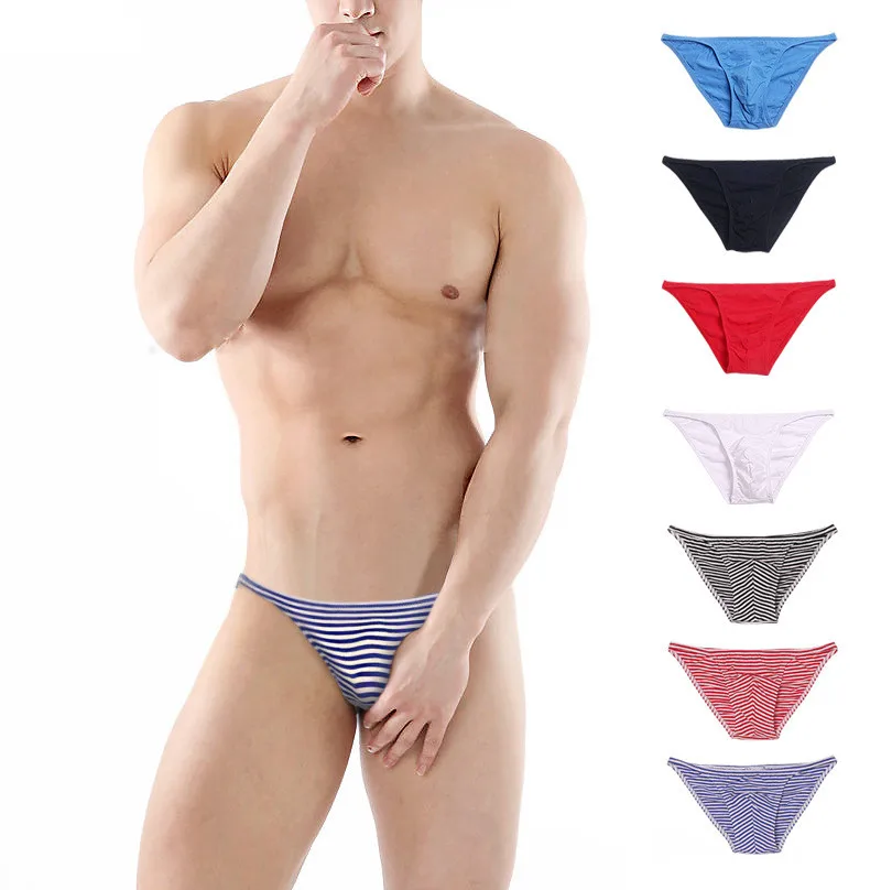 Ropa interior Sexy para hombre, calzoncillos cortos de algodón de tiro bajo, bolsa convexa en U, Cueca, 7 colores, talla grande, M-XXL