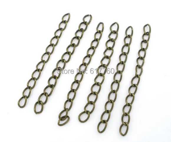 Free Shipping! 100 Bronze Color Extension Chains/Tail Extender 50x3mm (E06363)