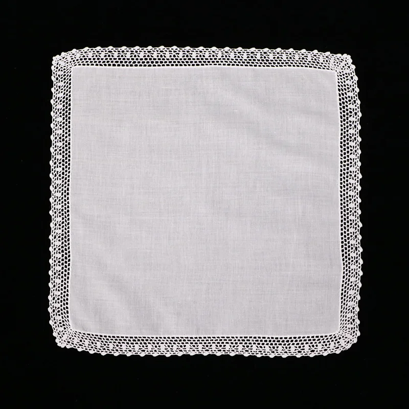 S002: 100% cotton hand crochet lace  blank handkerchiefs/hankies 120 pieces/lot for women/ladies wedding gift