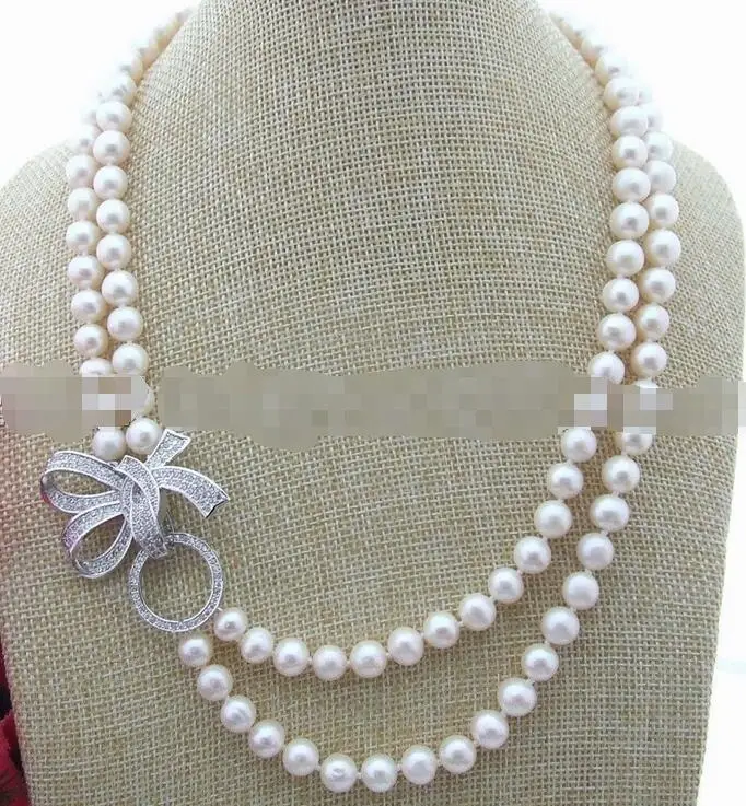 

charming 2 row 8-9MM White Pearl Necklace