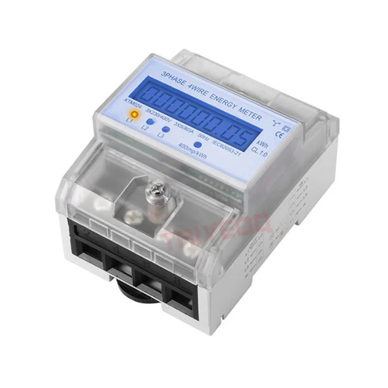 3 Phase 4 Wire Digital Energy Meter XTM024 Watt Power Consumption 380V AC KWH meter 6A 80A 100A  LCD Electricity Power Meters