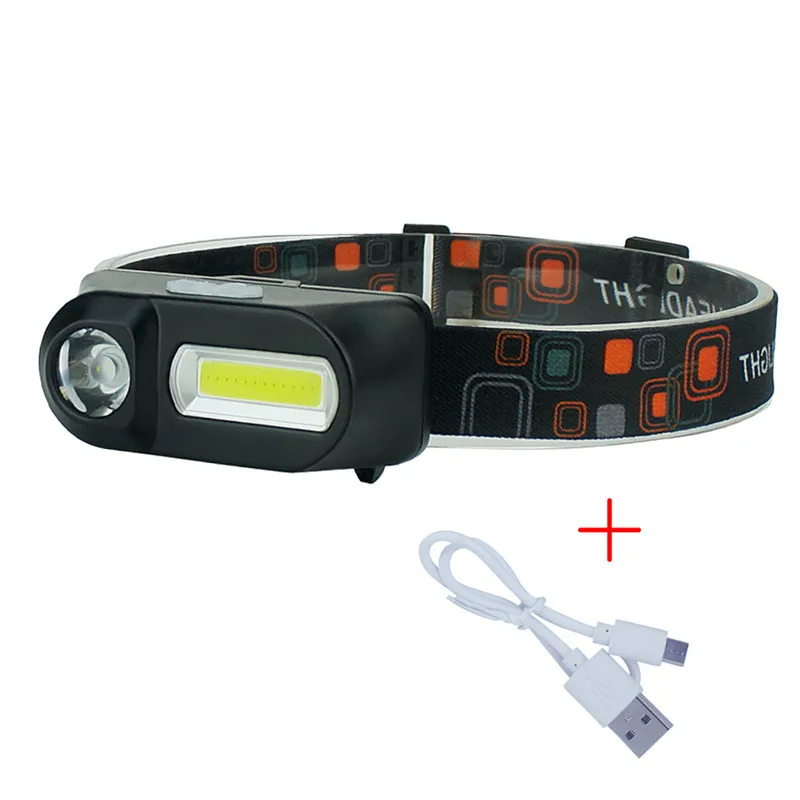 Mini COB LED Headlight Head Lamp 6-Mode USB Charging Rechargeable 18650 Night Fishing Flashlight Camping Frontal Head Torch