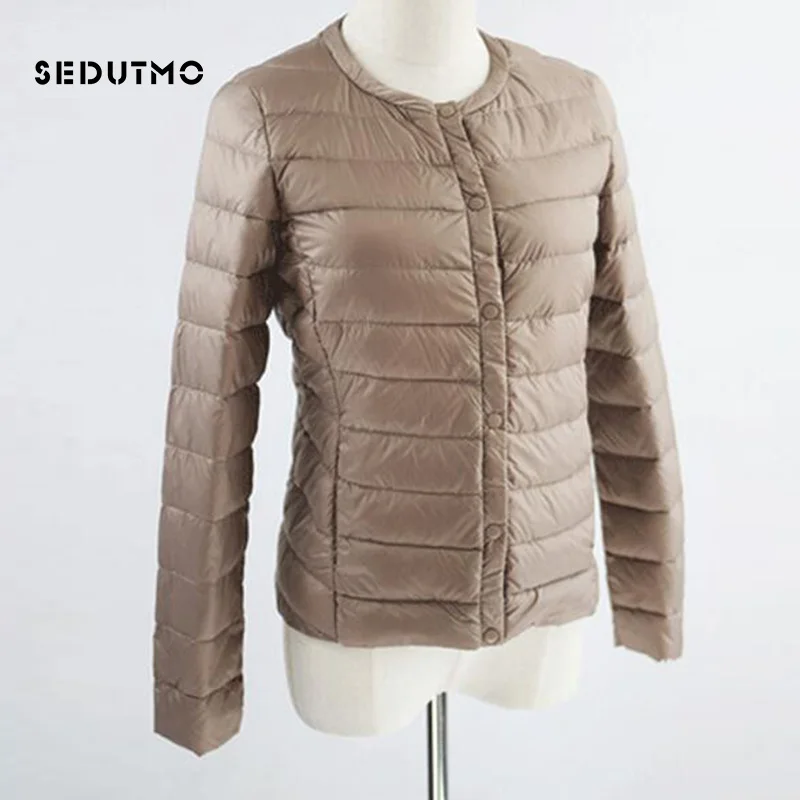 SEDUTMO Spring Ultra Light Duck Down Jackets Women Coat Winter Short Black Autumn Long Sleeve Jacket ED151