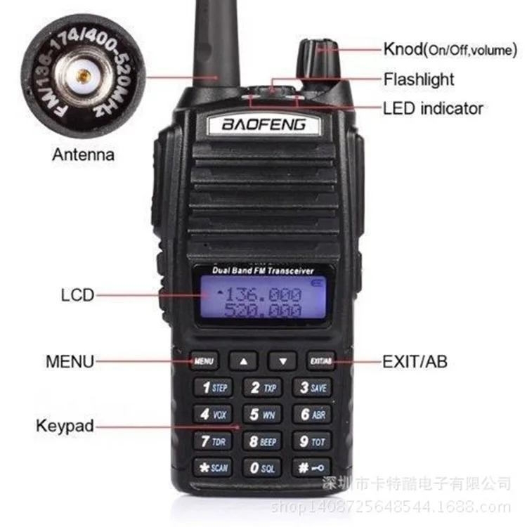 Original Baofeng Walkie Talkie baofeng UV-82 Radio Portable Comunicador Two Way Radio Double PPT handle Ham Radio Stations