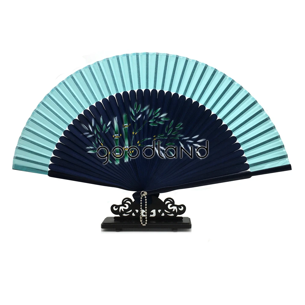 Wholesale Free Shipping 50pcs Random Mixed Color Spun Silk Cover Dark Blue Bamboo Ribs Folding Hand Fan Deco Mariage